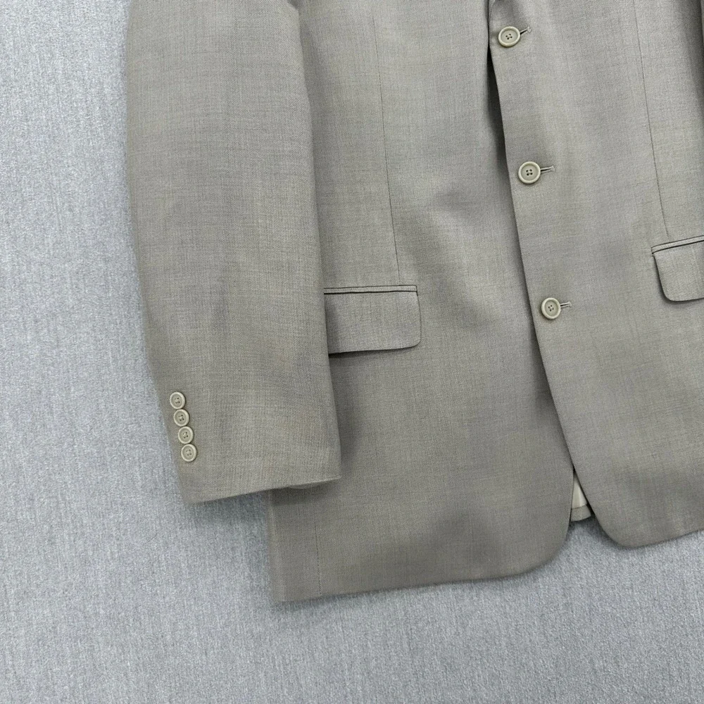 Alfani Blazer Mens 42L Beige Silk Wool Blend 3 Button Tailored Sport Coat